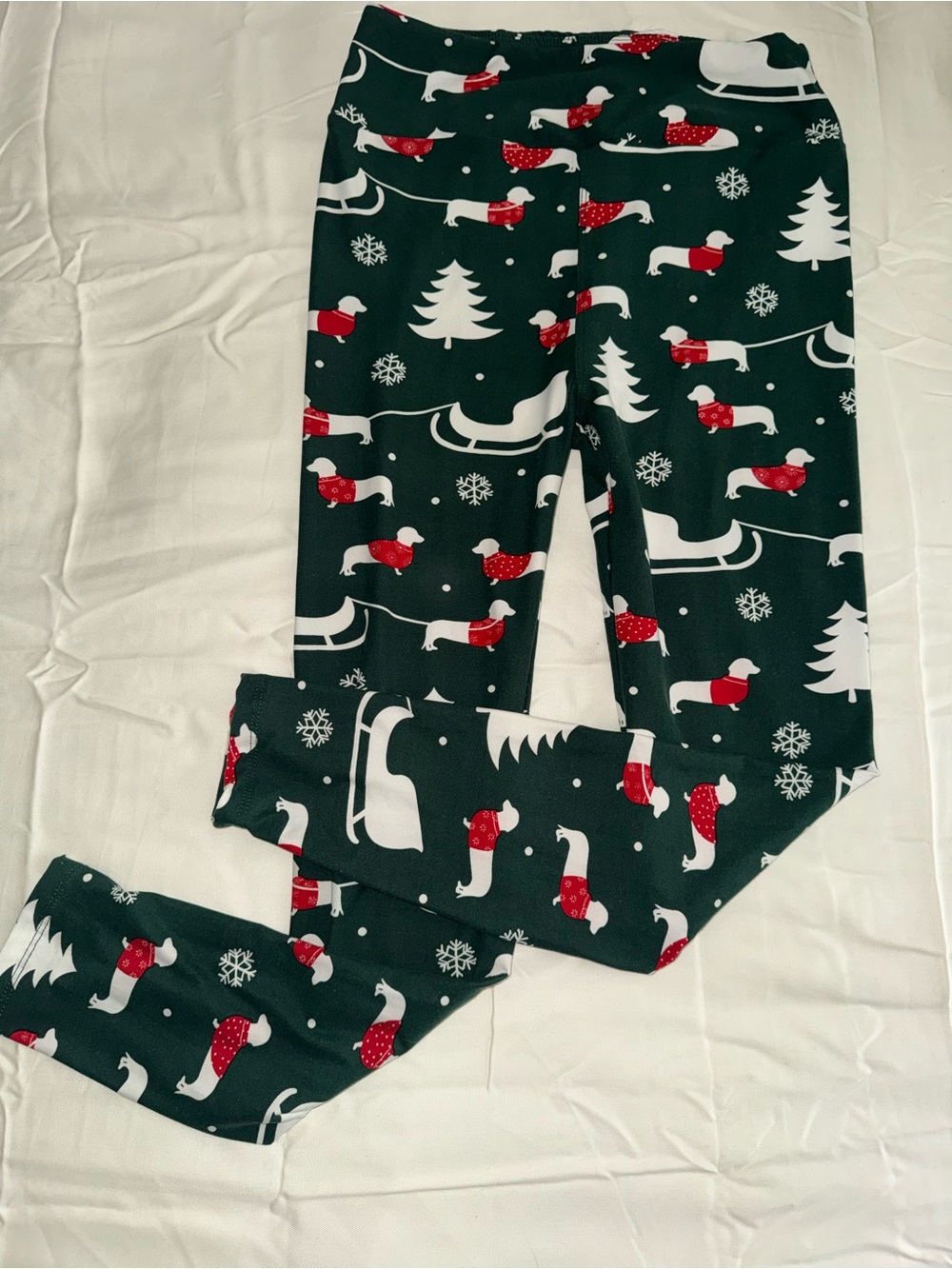 Womens Holiday Dachshund Pajama Pants - Green